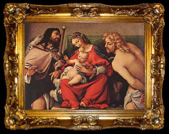 framed  Lorenzo Lotto Madonna with the Child and Sts Rock and Sebastian, ta009-2